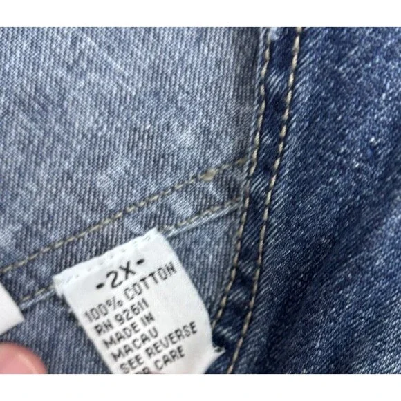 Denim Cargo Dress Womens Size 2X Y2K 00s Midi J.L.N.Y. Vintage Side Slits Maxi - Picture 9 of 10